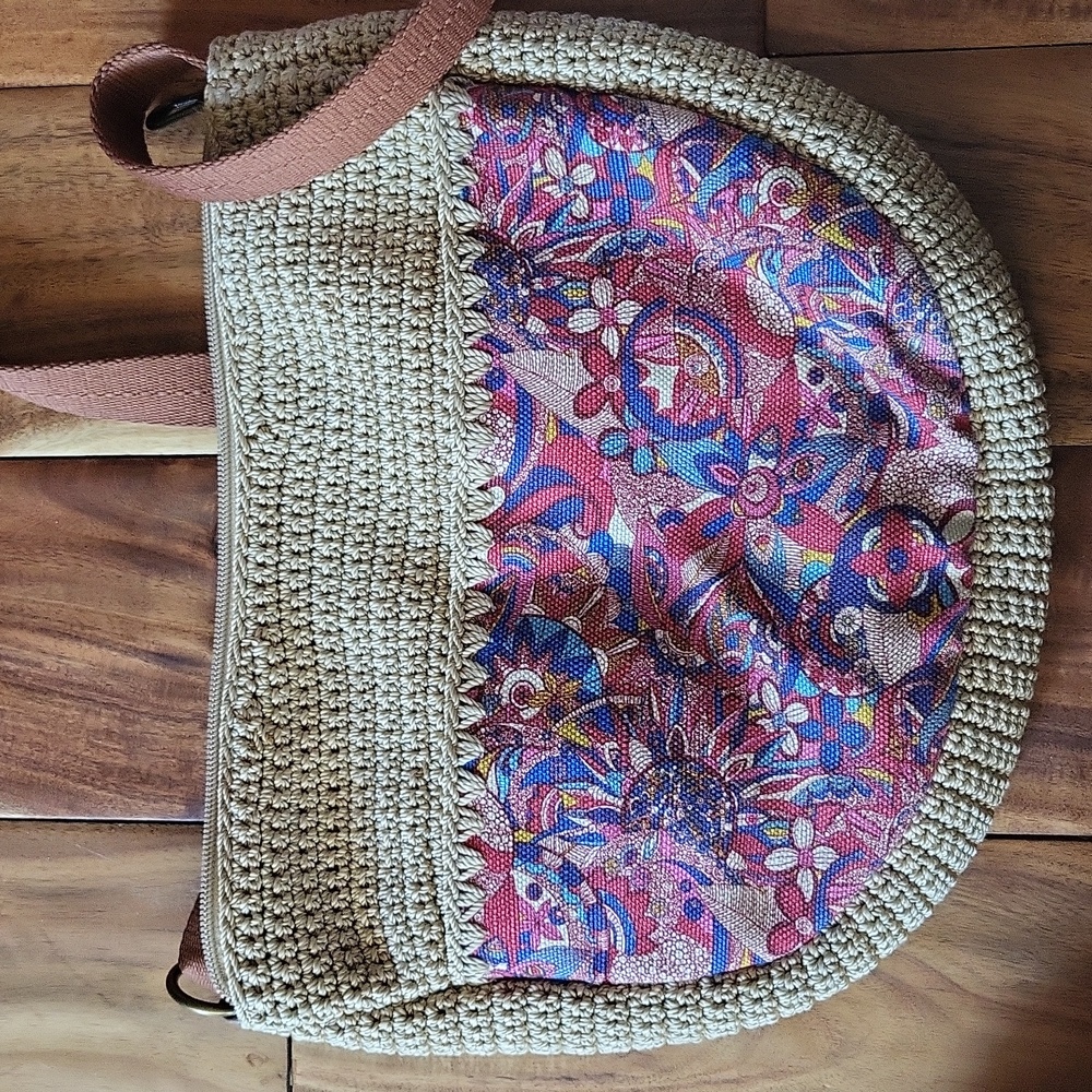Sakroots Ryder Crochet Canvas Crescent Crossbody Shoulder Bag Boho Print NWOT - Picture 3 of 9